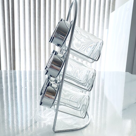 Brand New 6-Piece Spice Jar Set with Rack - Picture 3 of 3